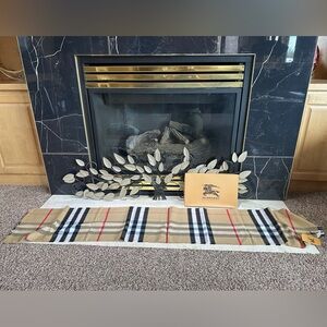 Burberry Beige Plaid Wool Scarf with Black and Red Check